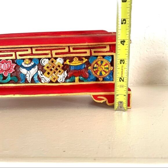 Red carved wooden incense burner - Picture 4 of 16